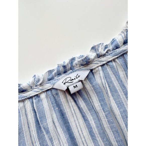 RAILS Amellia Blue White New Haven Stripe Linen Rayon Tiered Midi Dress, Size M - Picture 12 of 15